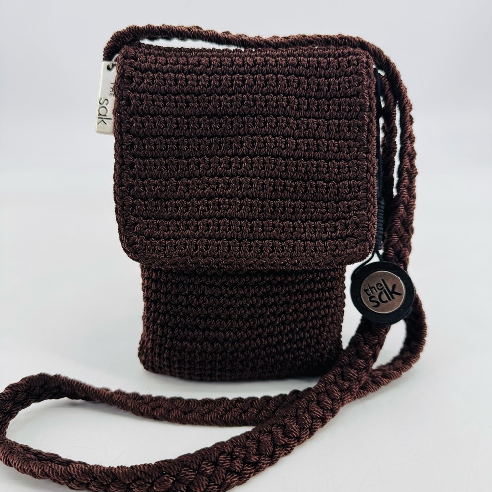 The Sak Mini Messenger Crochet Macrame Boho Braided Handmade Sling Crossbody Bag